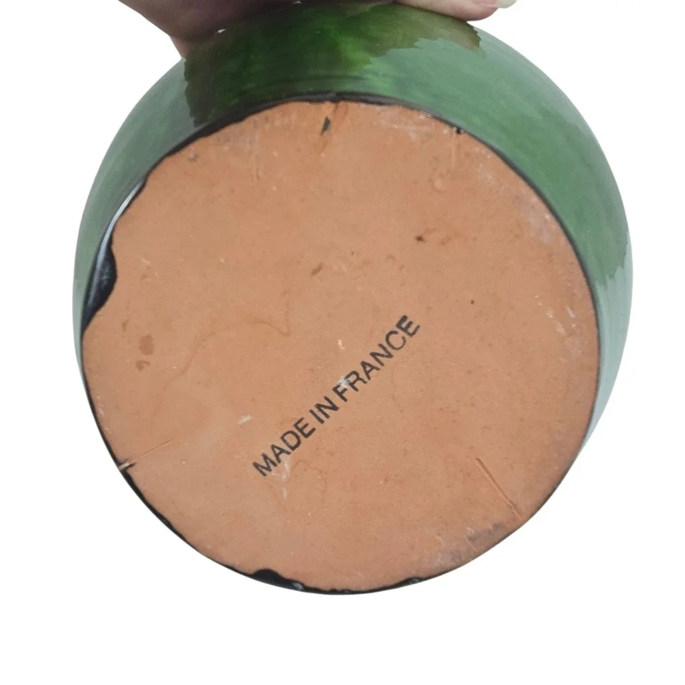 Signed Mid-Century Poterie Ravel Aubagne Green Glazed Terracotta 8